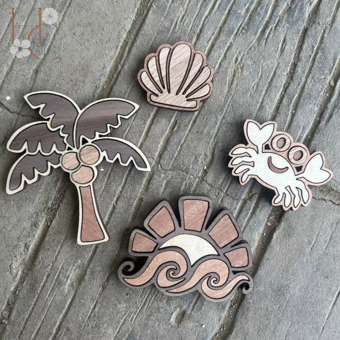 Beach Wood Magnet Set
