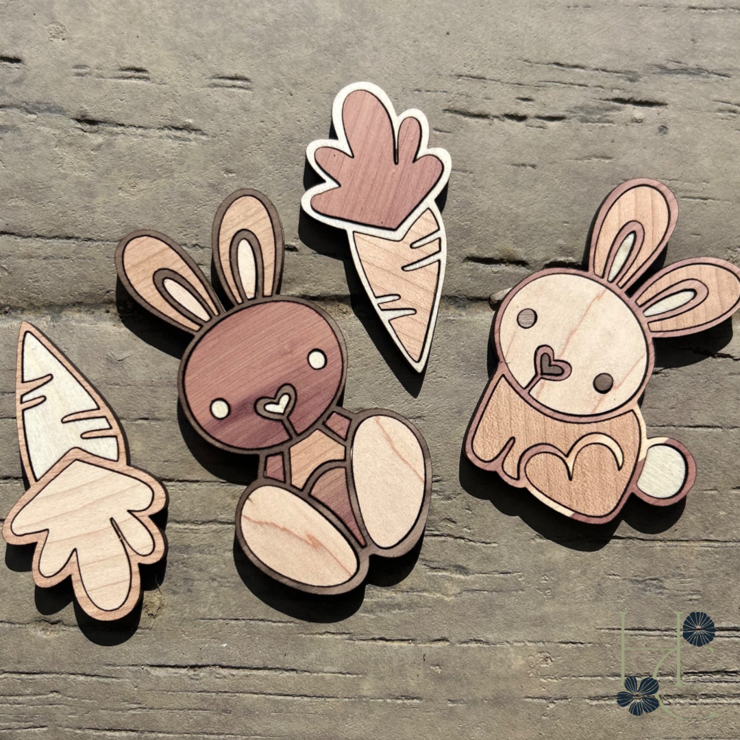 Bunny Wood Magnet Set