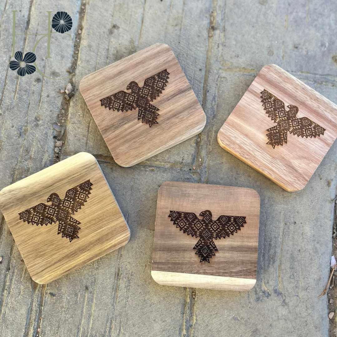 Aztec Thunderbirds Engraved Coaster Set