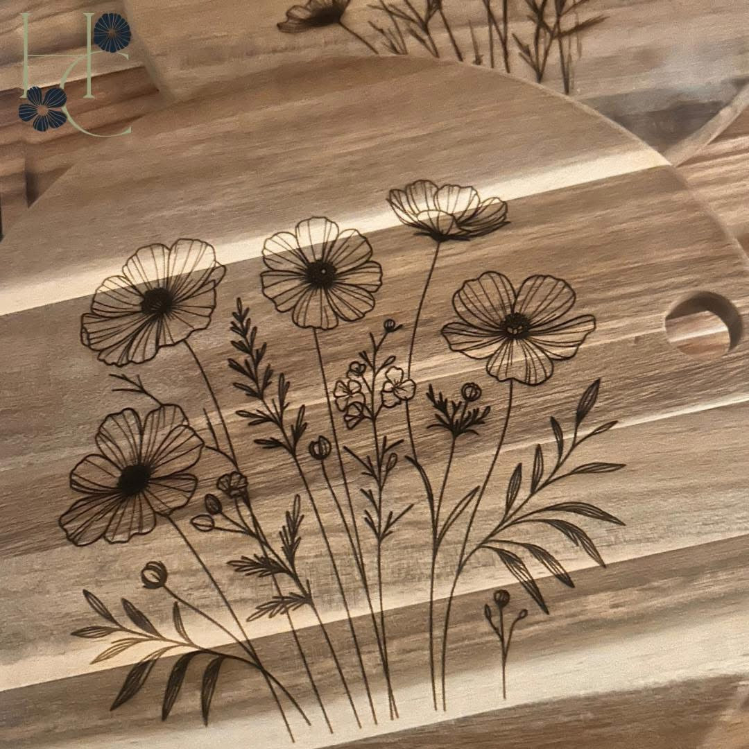 Round floral cutting boards