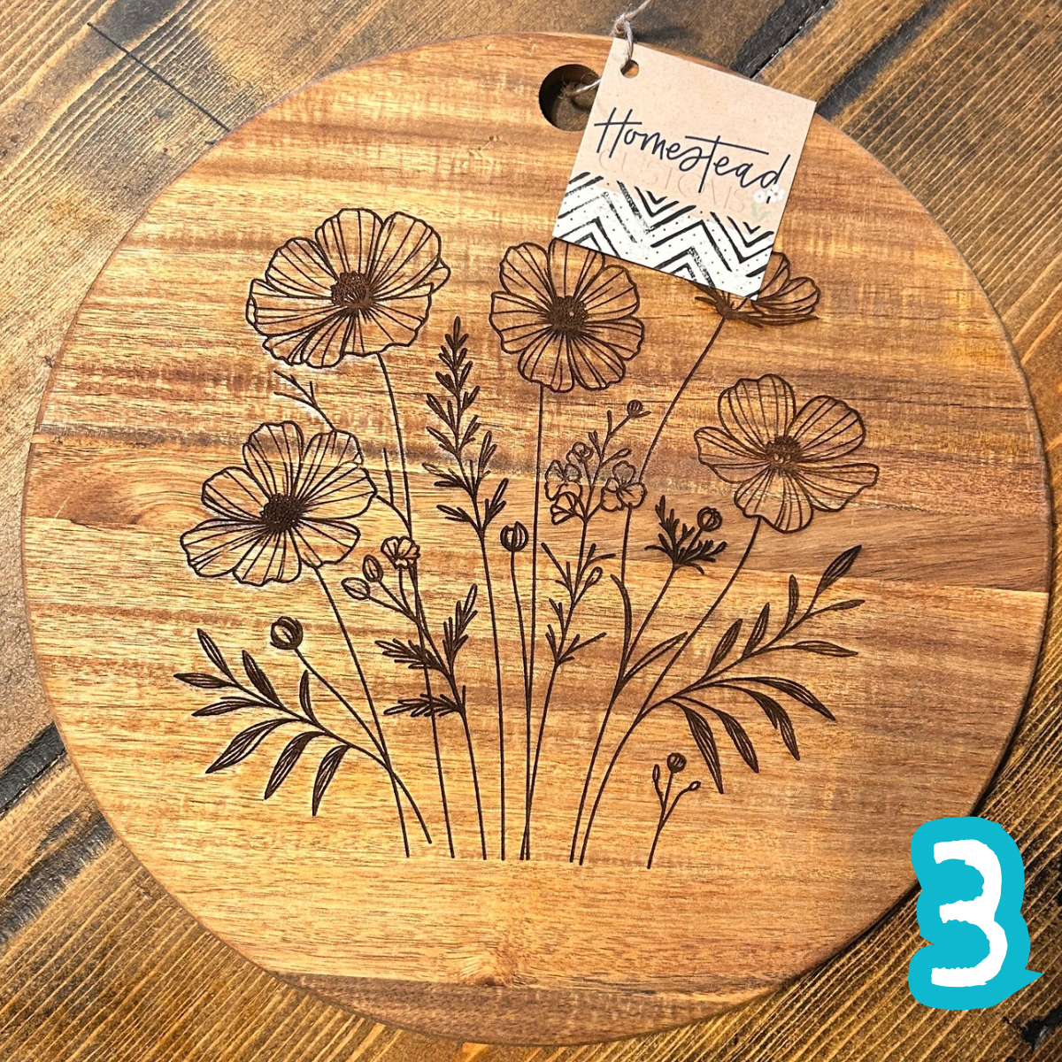 Round floral cutting boards