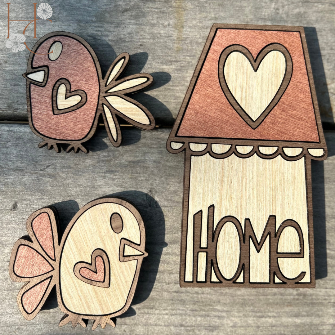 Birdhouse Wood Magnet Set