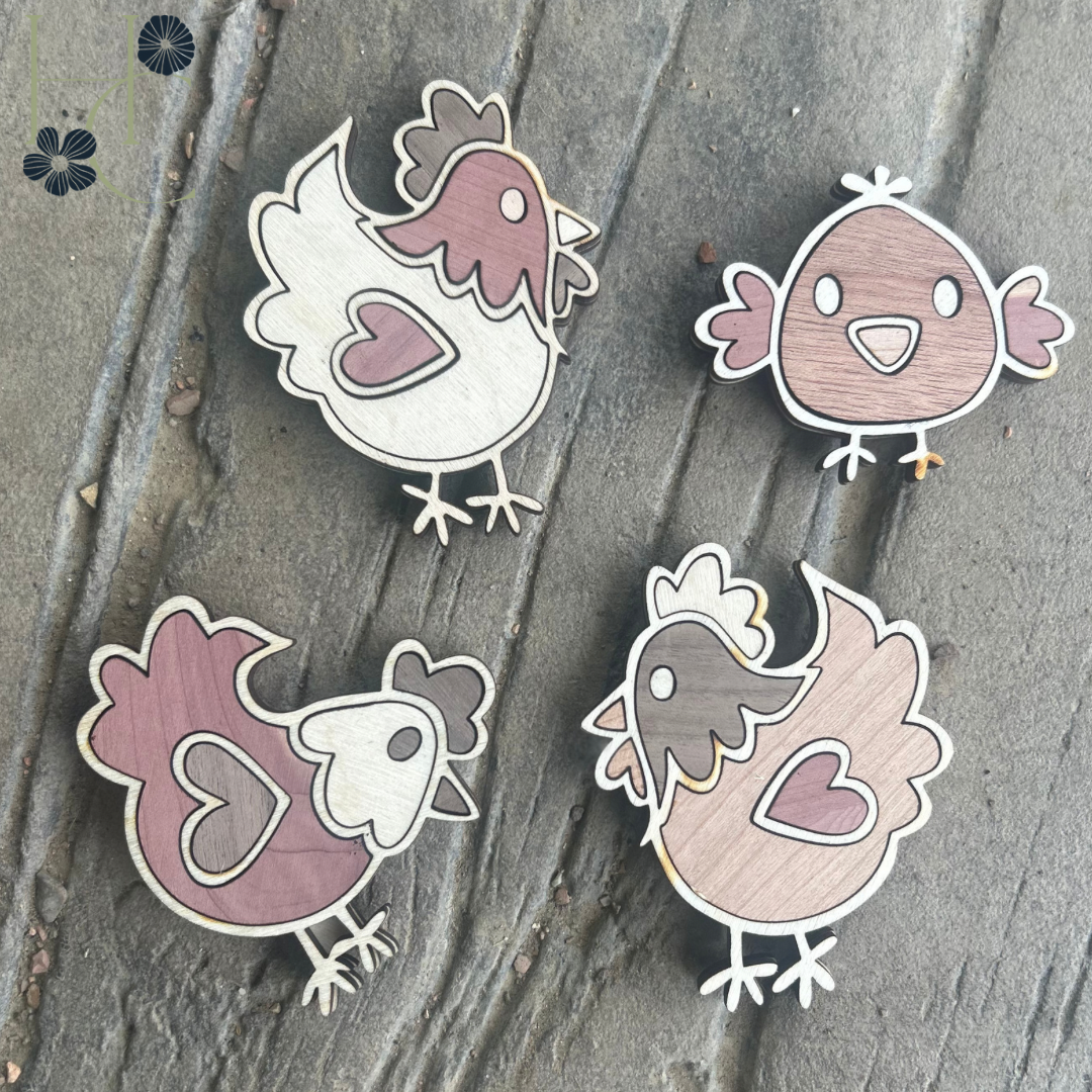 Chicken Wood Magnet Set