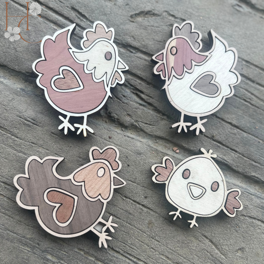 Chicken Wood Magnet Set