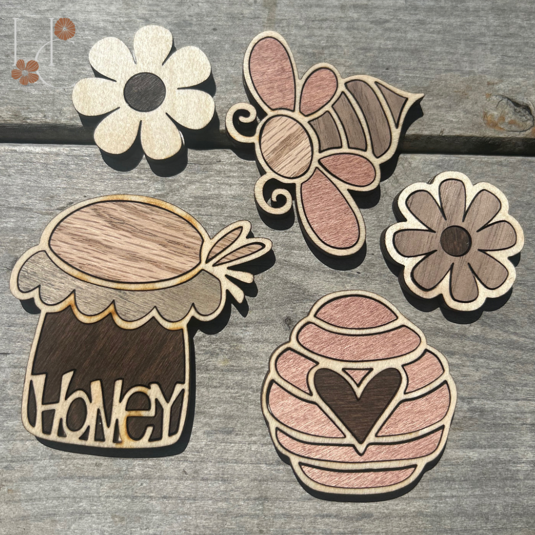 Honey Bee Wood Magnet Set