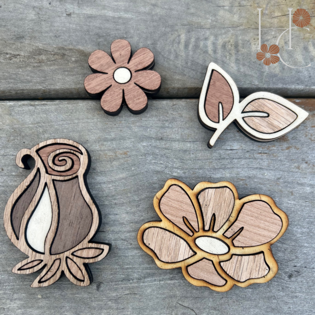 Rose Wood Magnet Set