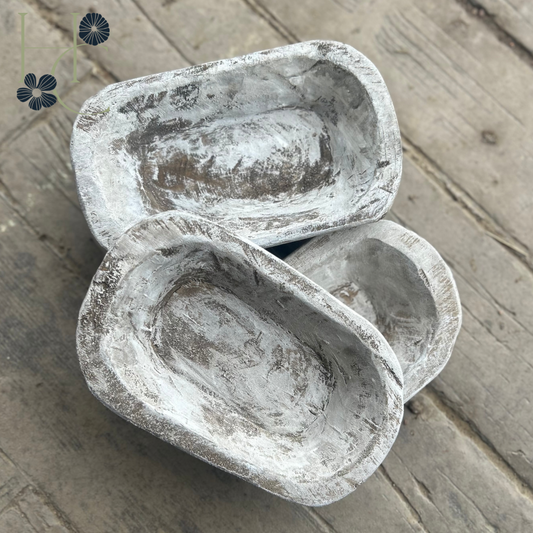 Small Rustic White Dough Bowl