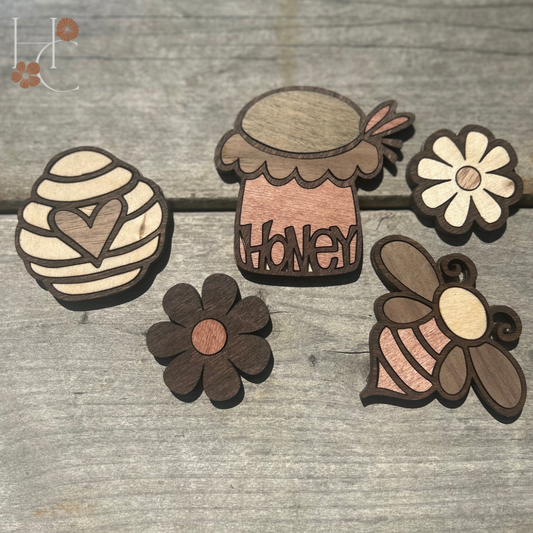 Honey Bee Wood Magnet Set