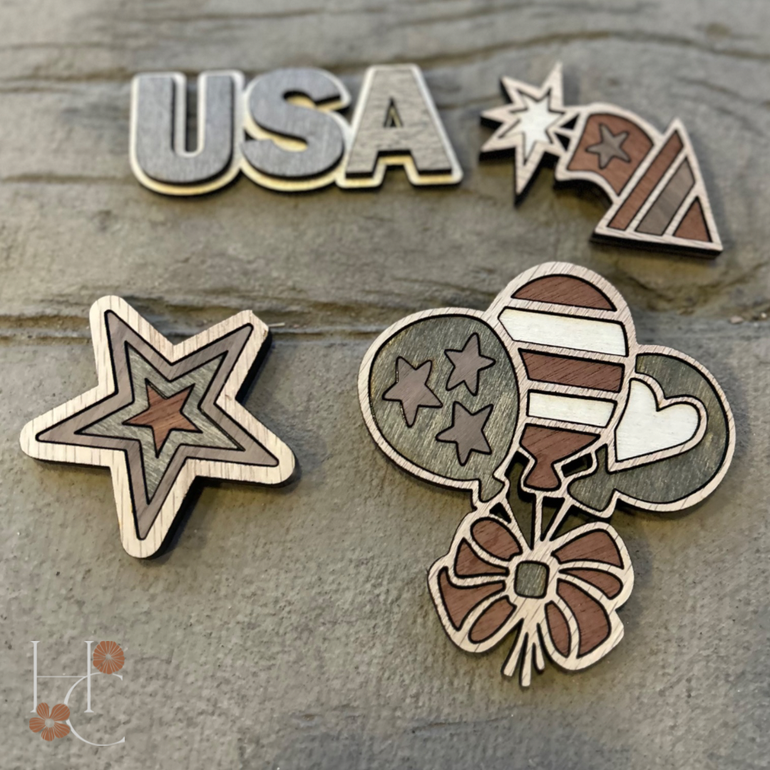 USA Wood Magnet Set