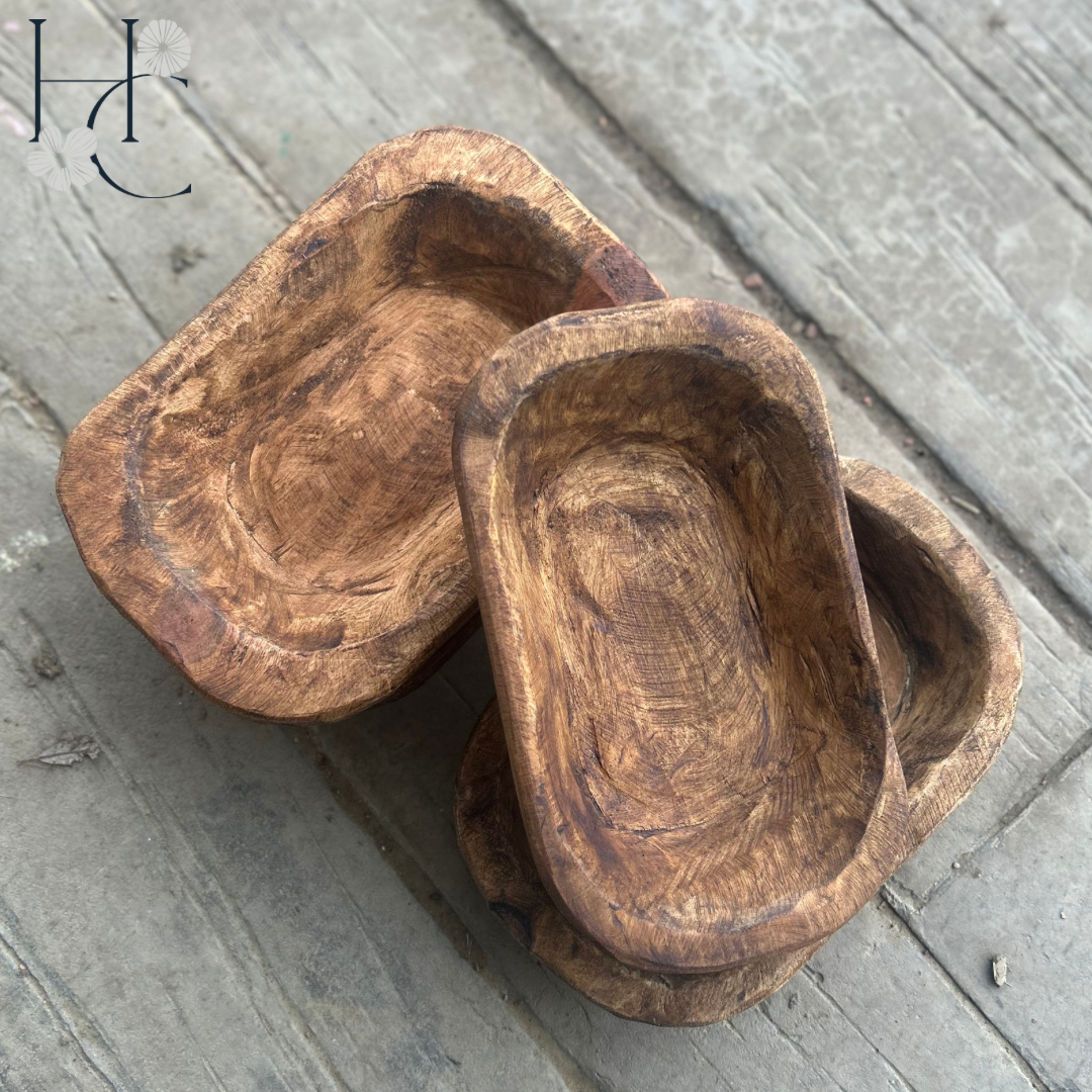 Small Rustic Brown Dough Bowl