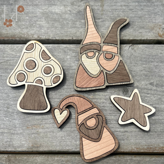 Gnome Wood Magnet Set