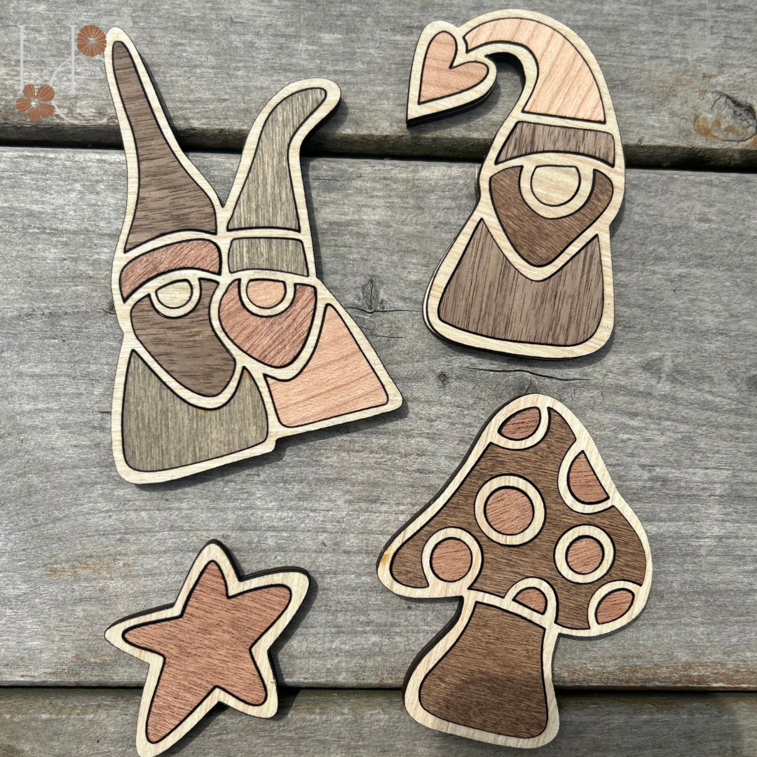 Gnome Wood Magnet Set