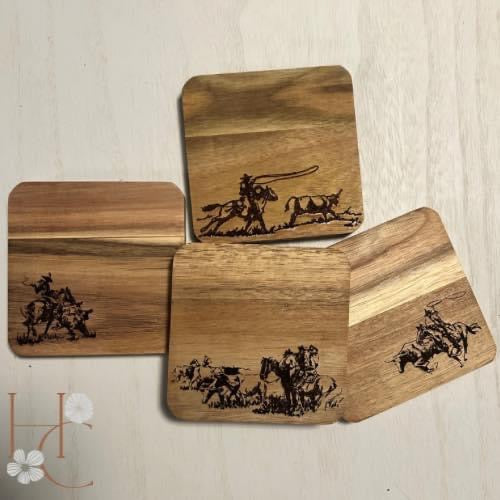 Western Engraved Coaster Set