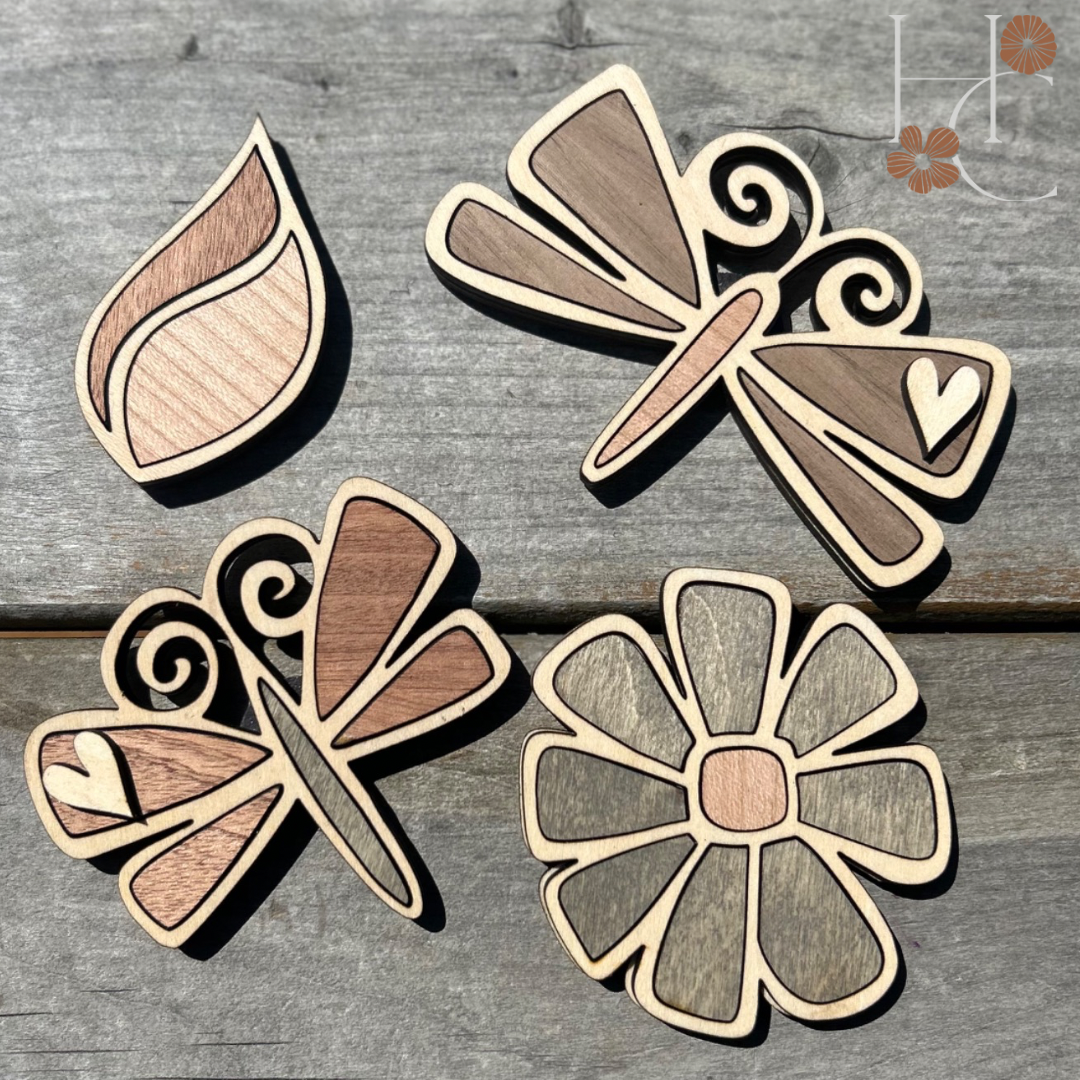 Dragonfly Wood Magnet Set