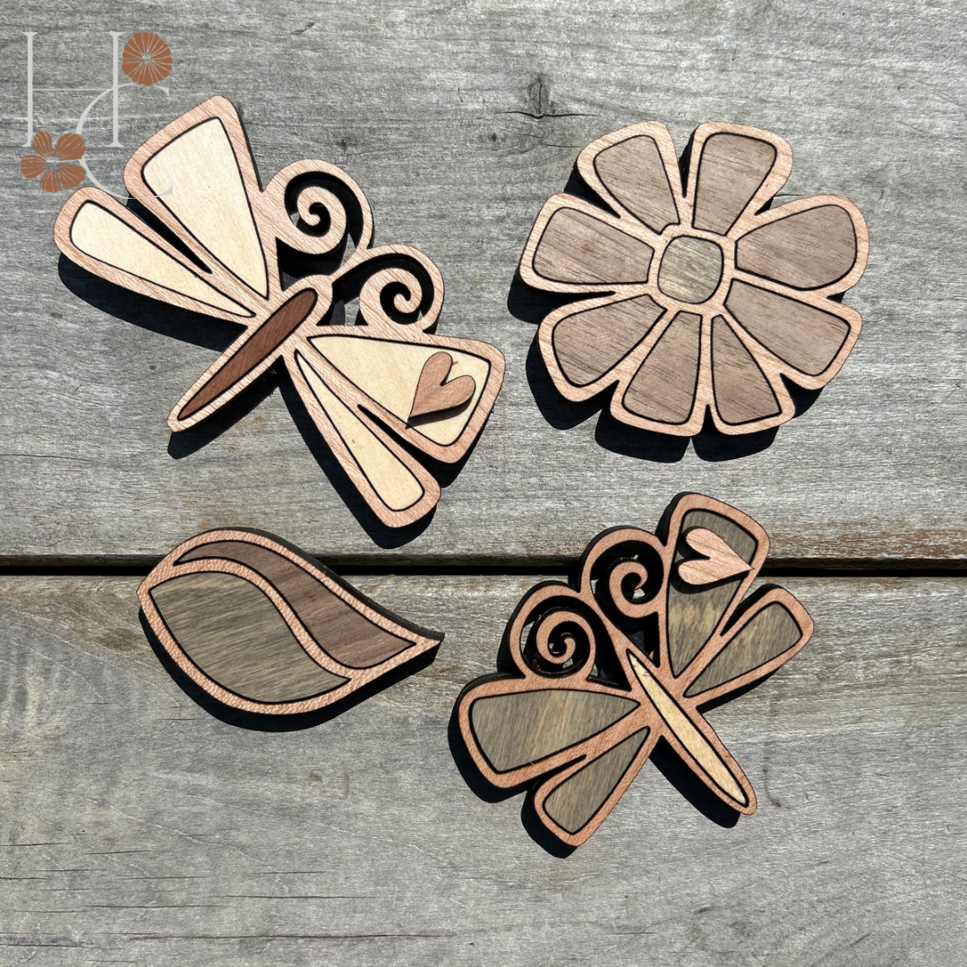 Dragonfly Wood Magnet Set