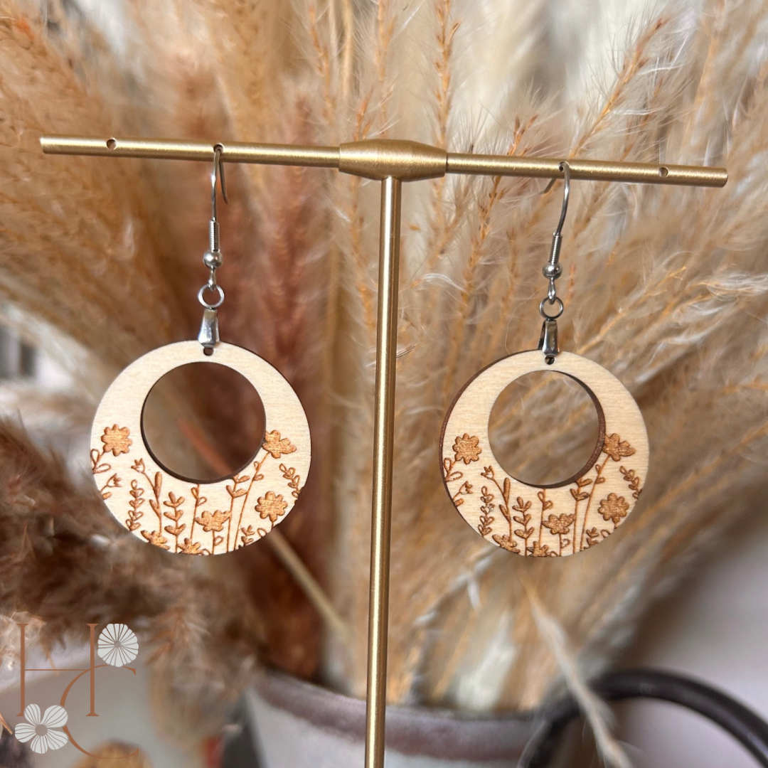 Floral Wood Earrings