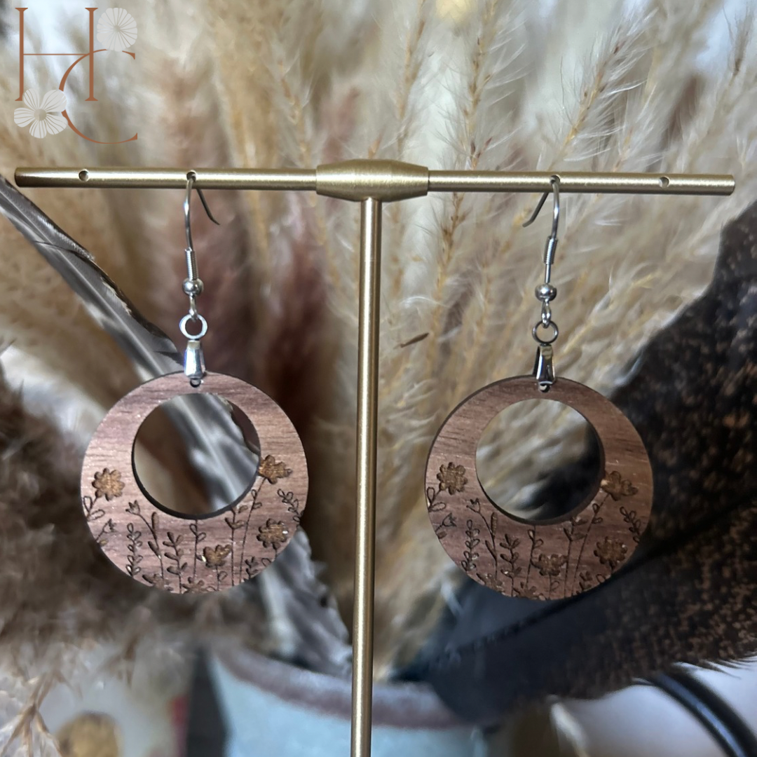 Floral Wood Earrings