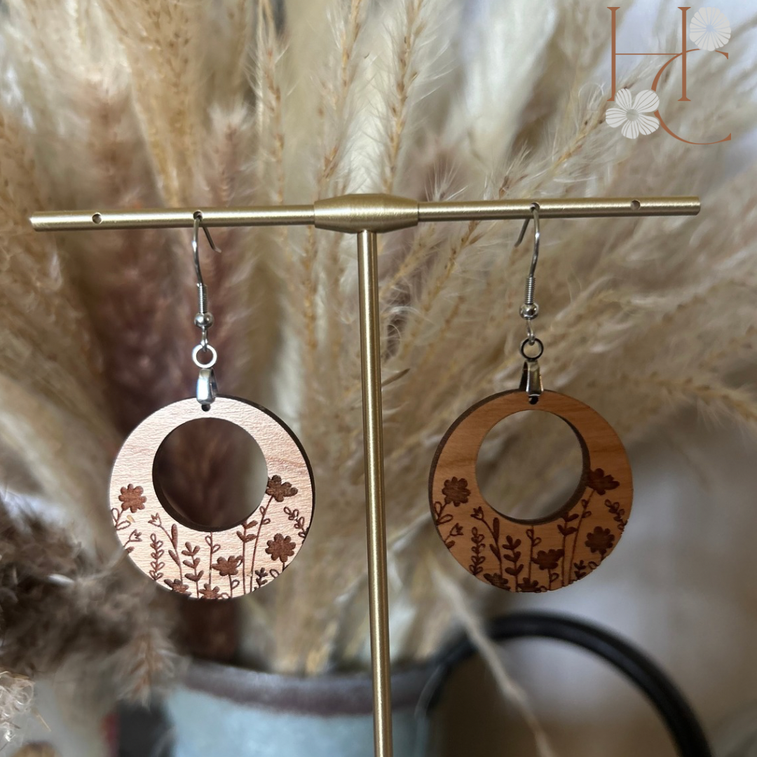 Floral Wood Earrings