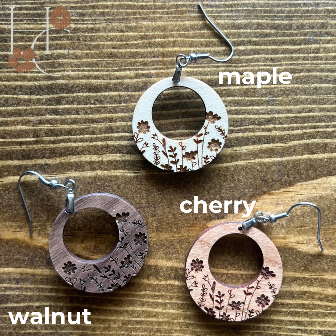 Floral Wood Earrings