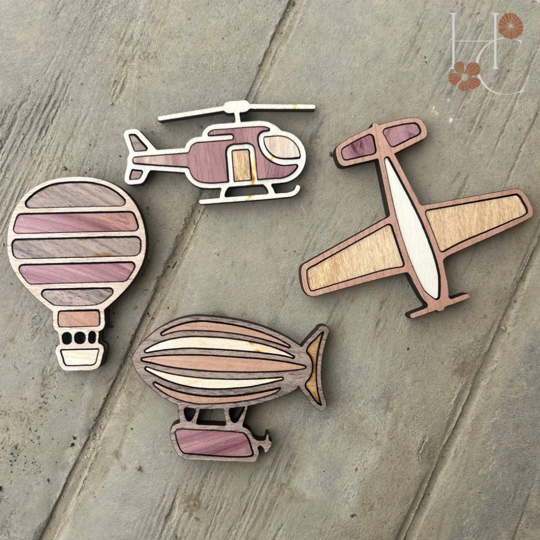 Airplane Wood Magnet Set