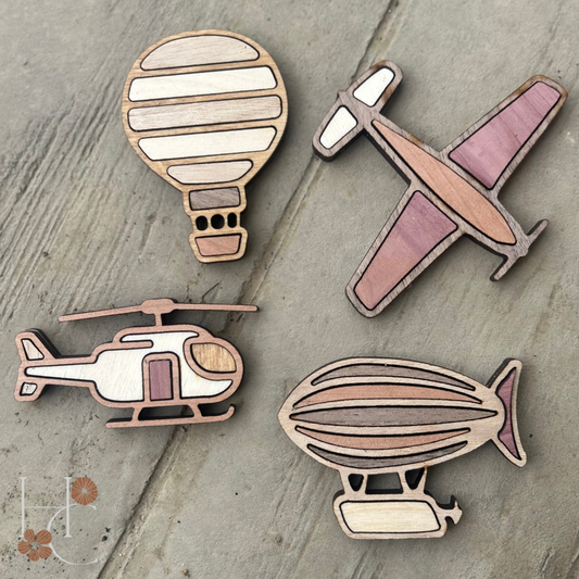 Airplane Wood Magnet Set