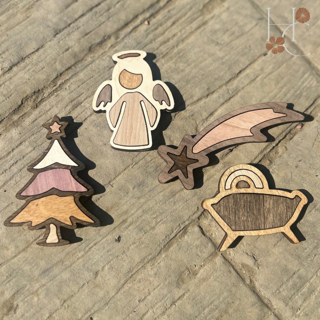 Angel Wood Magnet Set