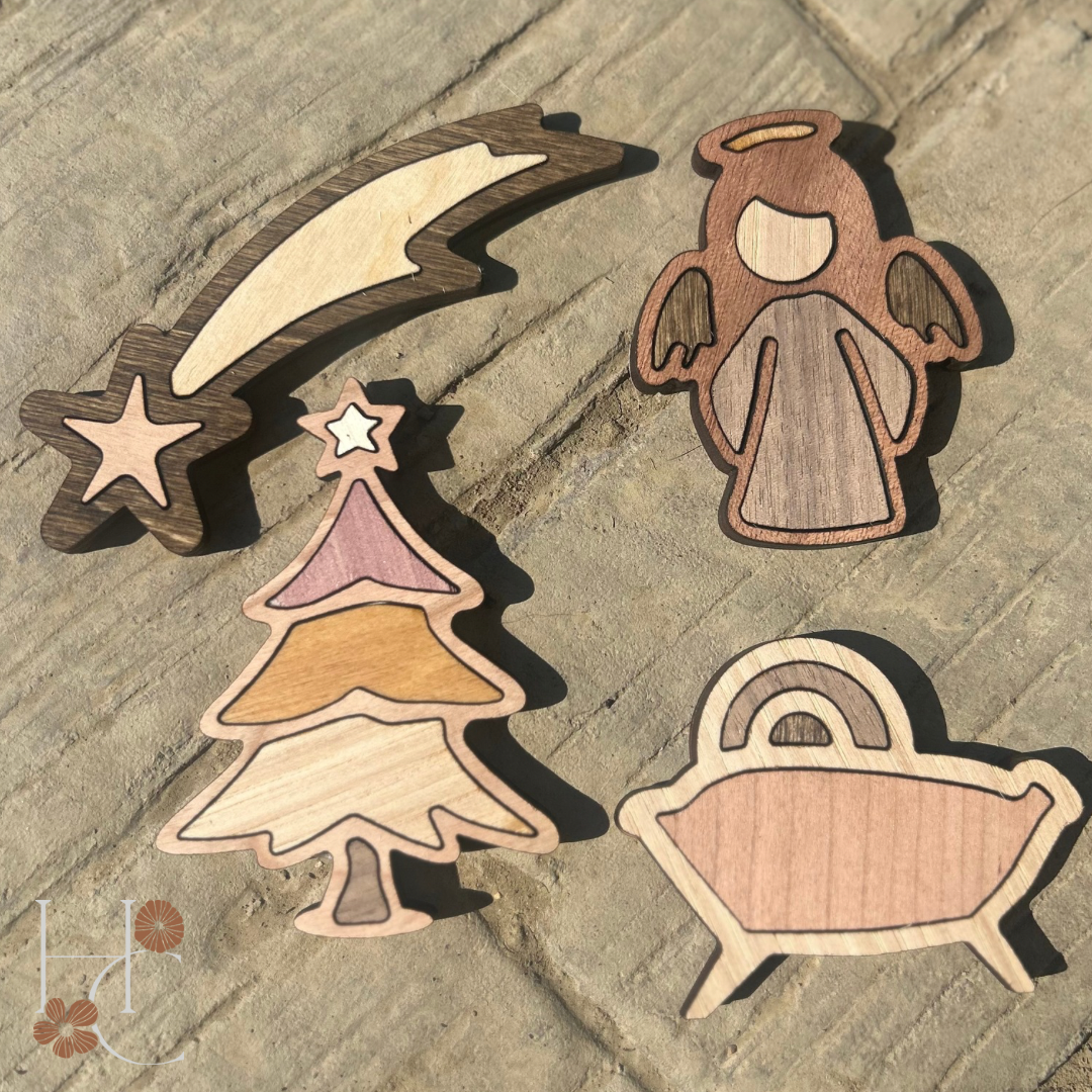 Angel Wood Magnet Set