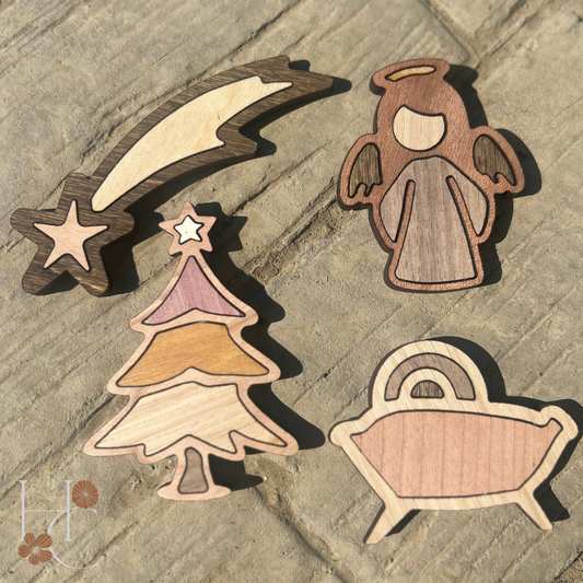 Angel Wood Magnet Set