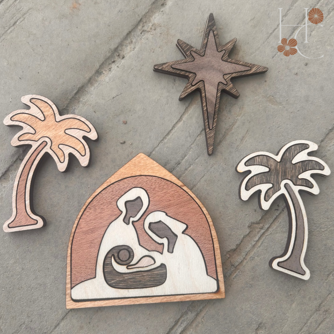 Nativity Wood Magnet Set