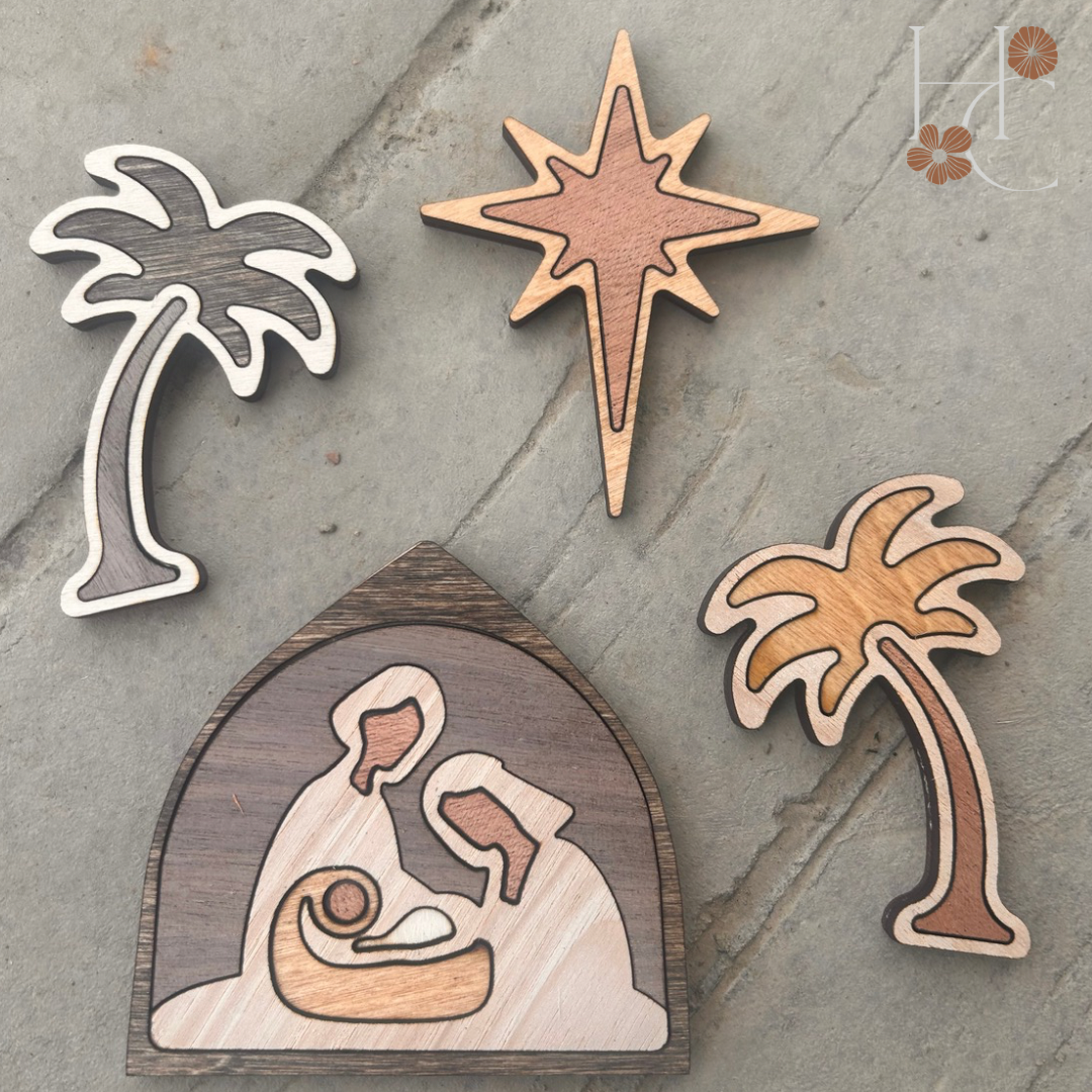 Nativity Wood Magnet Set