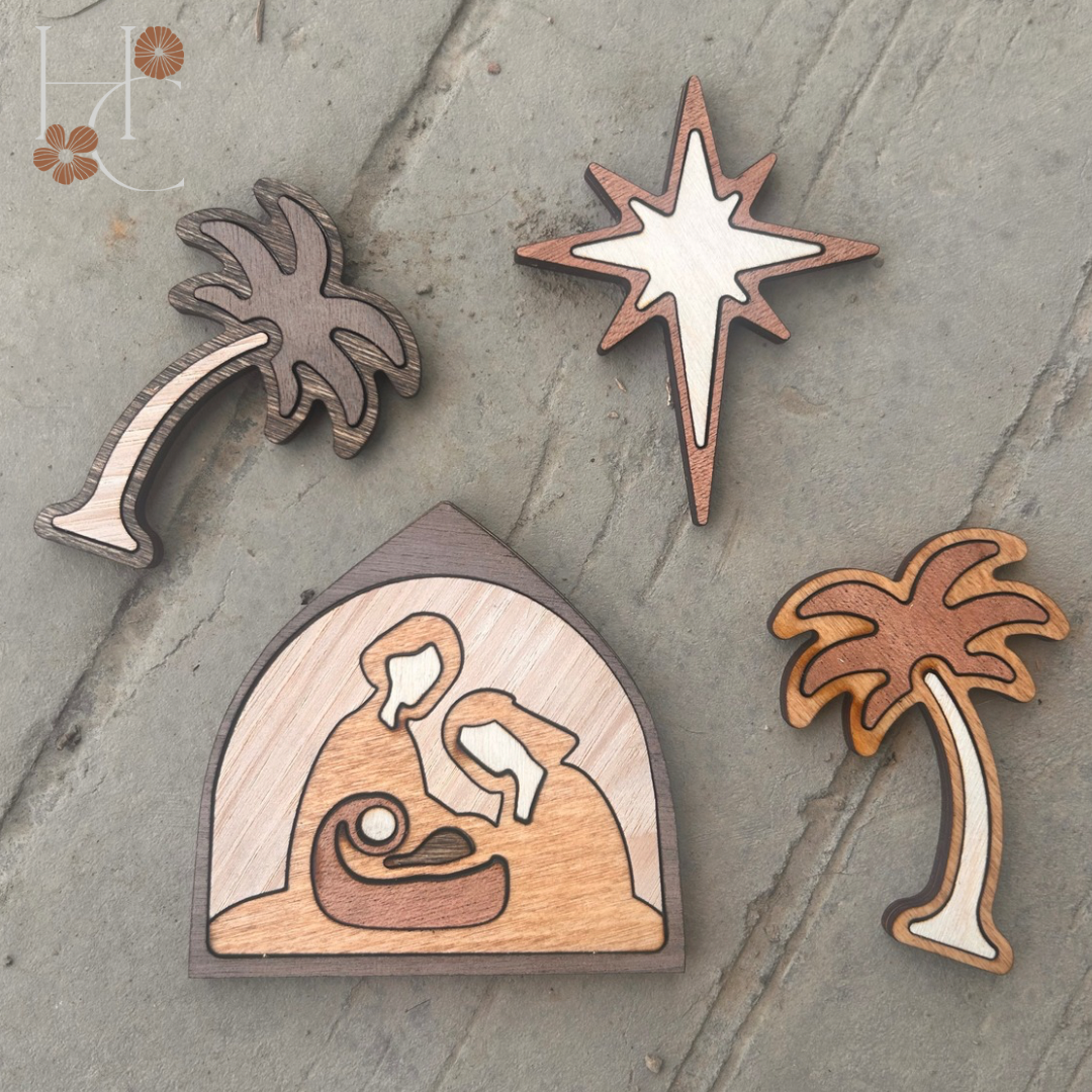 Nativity Wood Magnet Set