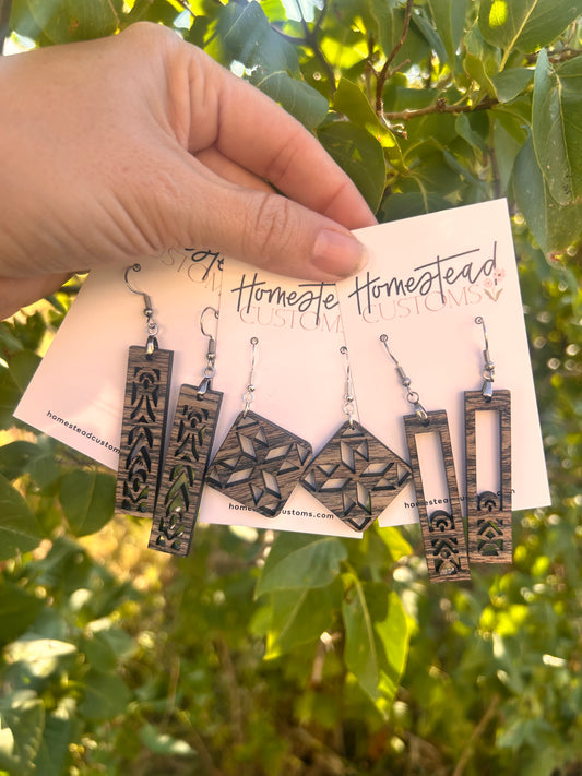Wooden Cutout Earrings