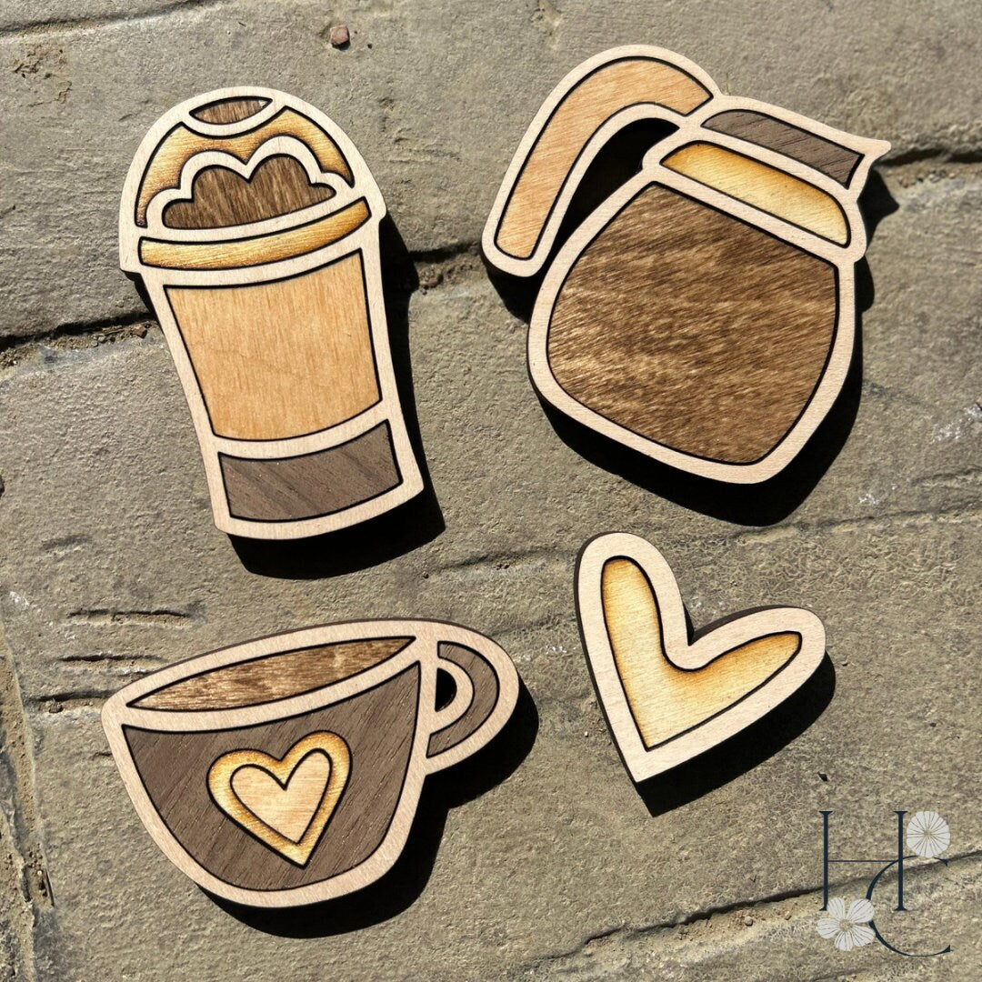 Coffee Wood Magnet Set