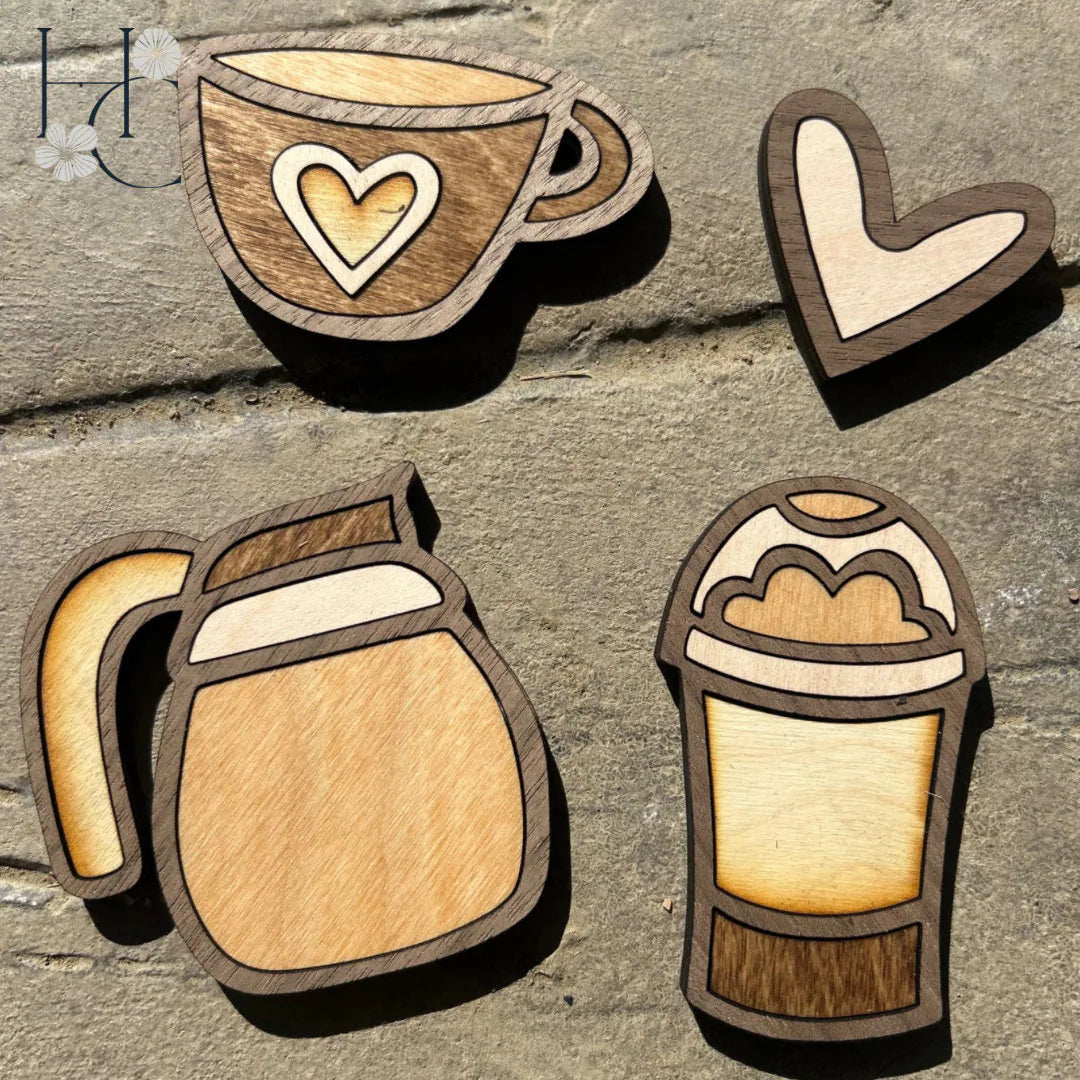 Coffee Wood Magnet Set