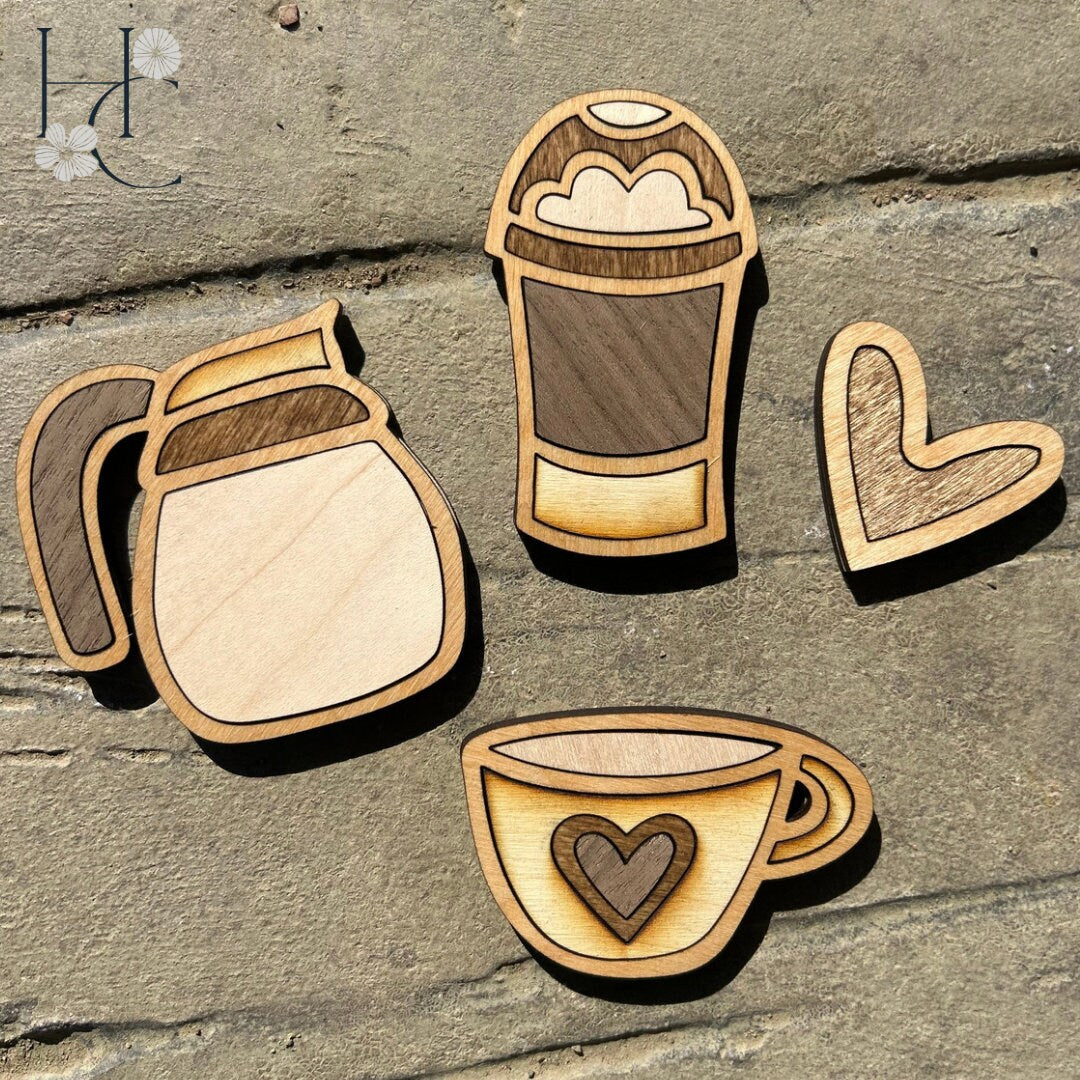 Coffee Wood Magnet Set