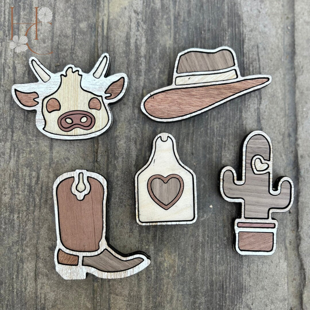 Western Wood Magnet Set