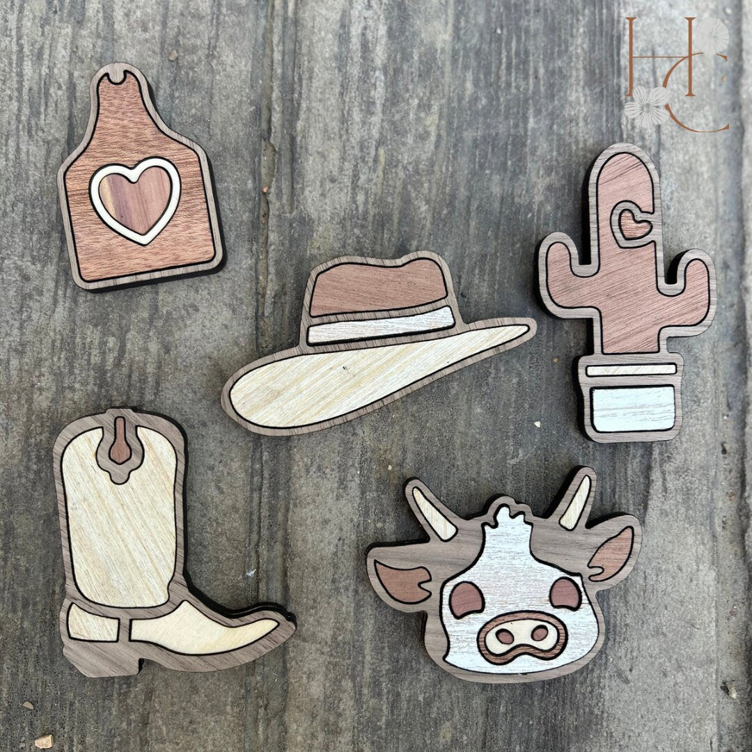 Western Wood Magnet Set